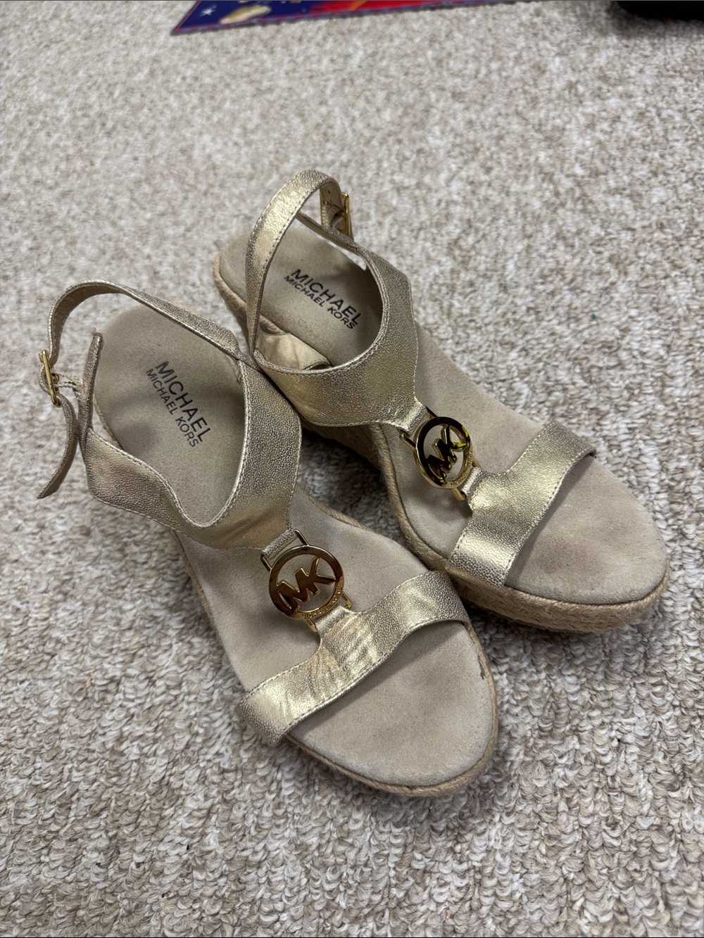 MICHAEL Michael Kors Metallic Gold Wedge Espadrilles